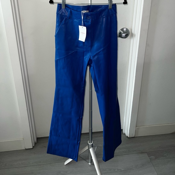 A.M.R.A the label matching set pants and tube top blue leather SO SEXY - Picture 7 of 12